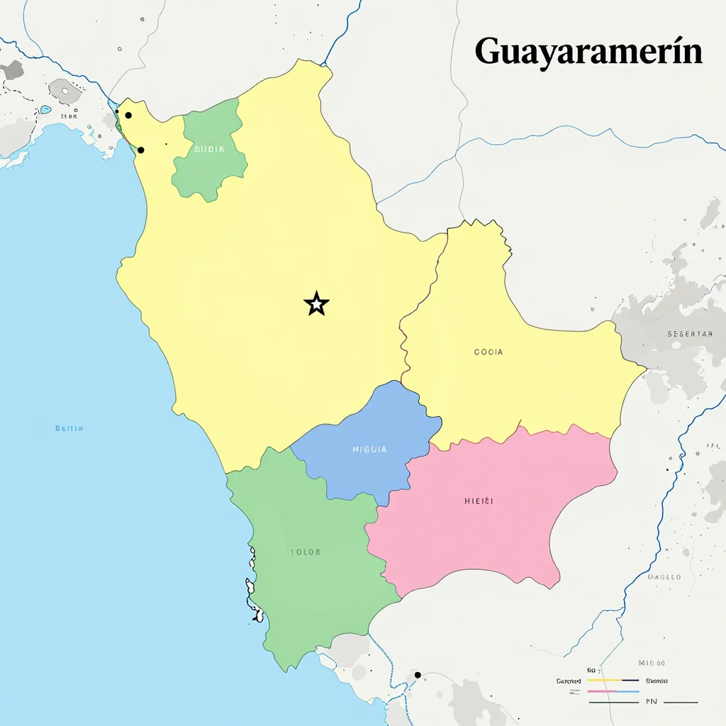 Political map showing borders, administrative divisions, major cities, and capital of Guayaramerín, Bolivia