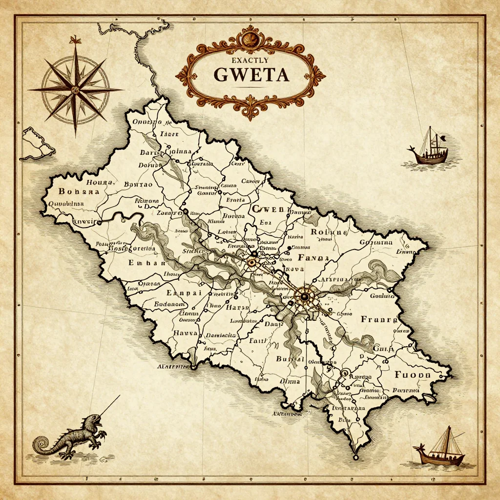 Historical Vintage Map of Gweta, Botswana - Antique Cartography Antique vintage map of Gweta, Botswana showing historical cartography style