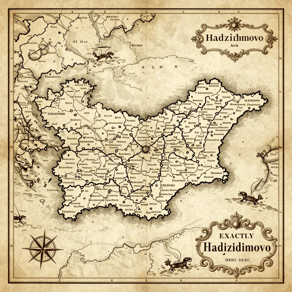 Antique vintage map of Hadzhidimovo, Bulgaria showing historical cartography style