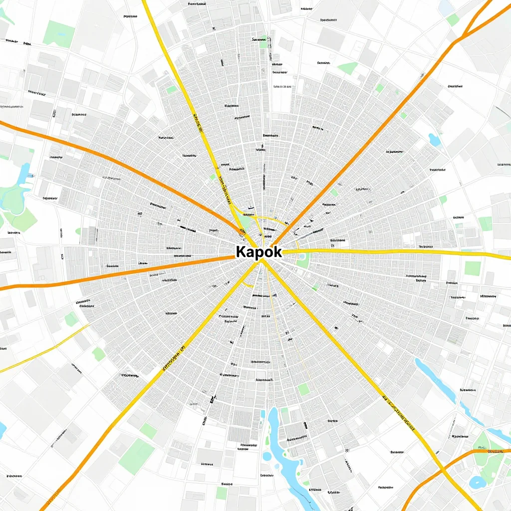Detailed street map showing roads, highways, neighborhoods, and urban layout of Kapok, Brunei