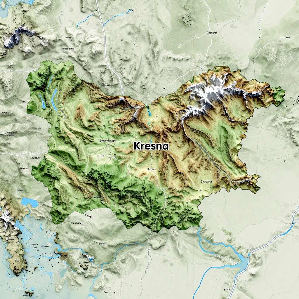 kresna bulgaria city physical map