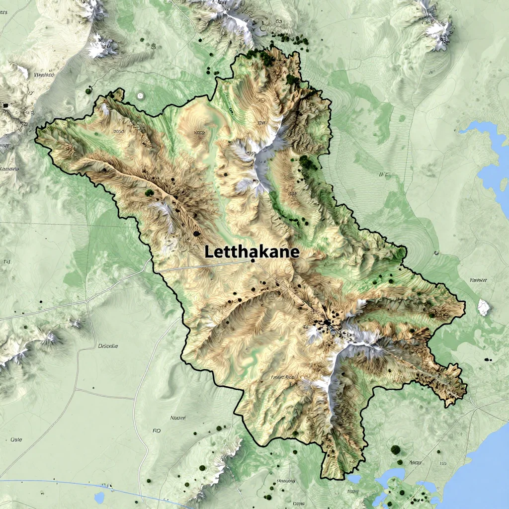 letlhakane botswana city physical map