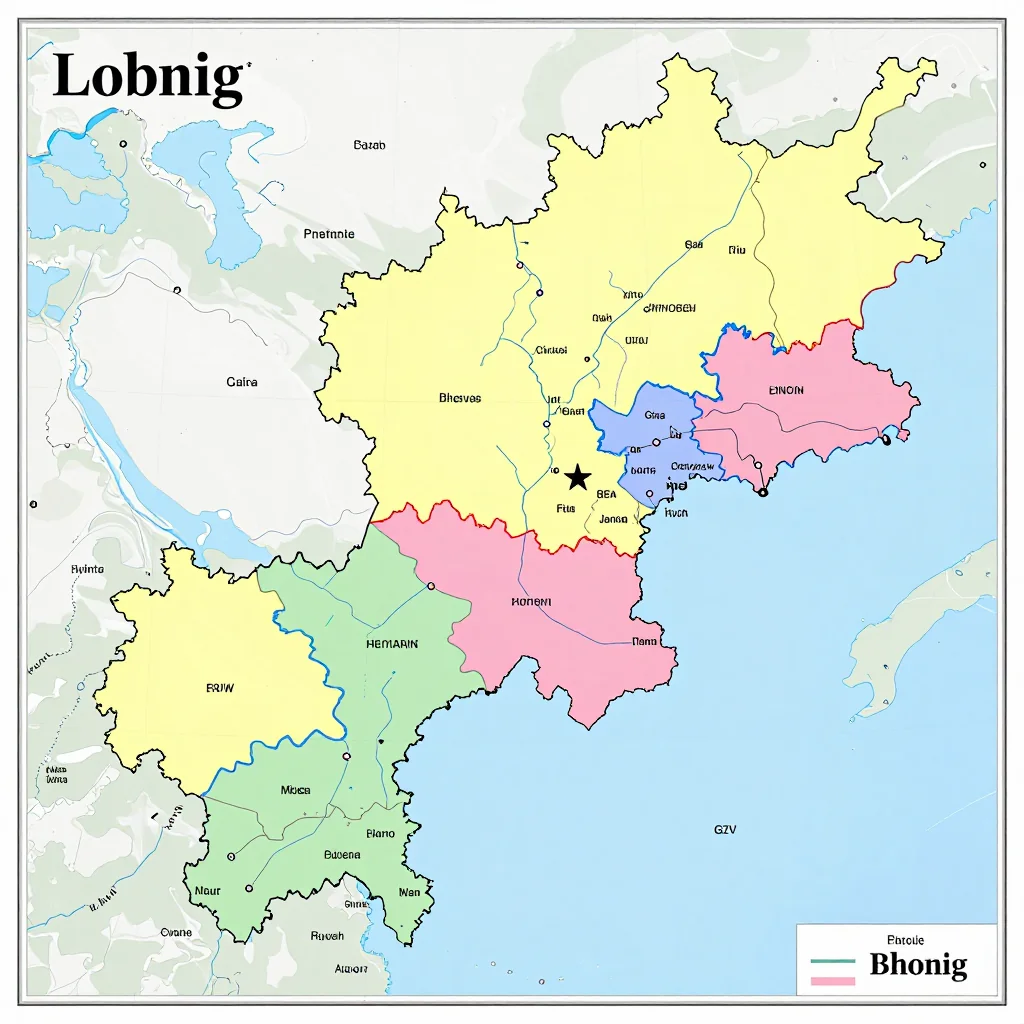 Political map showing borders, administrative divisions, major cities, and capital of Lobnig, Bhutan