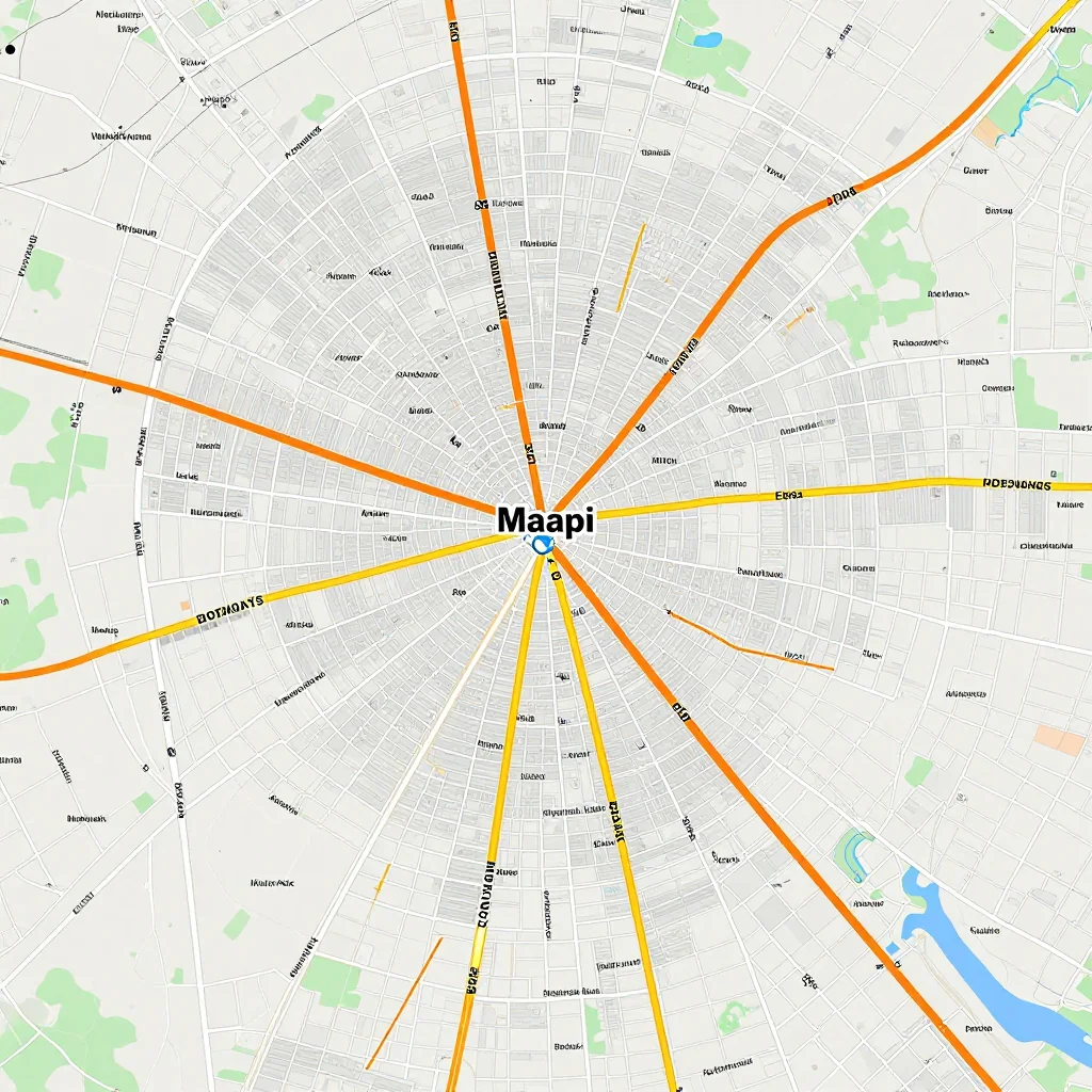 Detailed street map showing roads, highways, neighborhoods, and urban layout of Maapi, Botswana