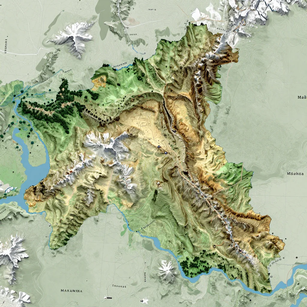 Physical geography map showing terrain, mountains, rivers, and natural features of Makamba, Burundi