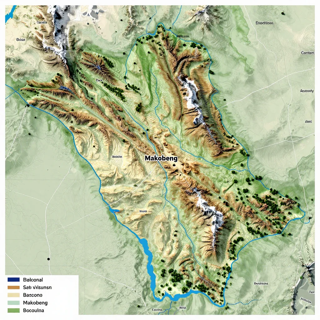 makobeng botswana city physical map