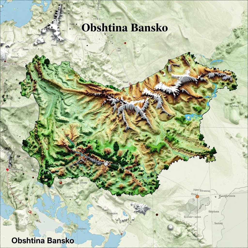 obshtina bansko bulgaria city physical map
