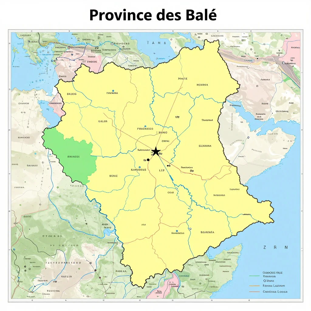 Political Map of Province des Balé, Burkina Faso - Administrative Boundaries Political map showing borders, administrative divisions, major cities, and capital of Province des Balé, Burkina Faso