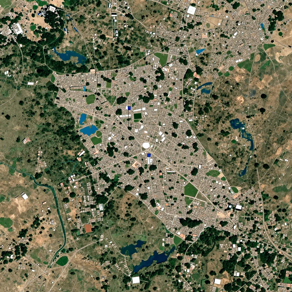 Satellite View of Province des Balé, Burkina Faso from Space High-resolution satellite image of Province des Balé, Burkina Faso showing land cover, urban areas, and natural features from space