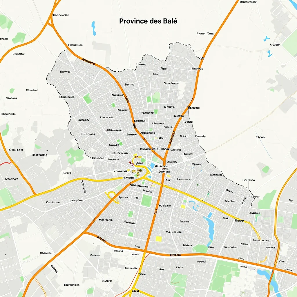 Street Map of Province des Balé, Burkina Faso - Road Network Detailed street map showing roads, highways, neighborhoods, and urban layout of Province des Balé, Burkina Faso