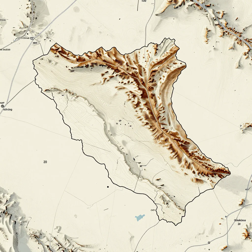 Topographic Relief Map of Province des Balé, Burkina Faso 3D topographic map showing elevation contours, mountain ranges, and terrain features of Province des Balé, Burkina Faso