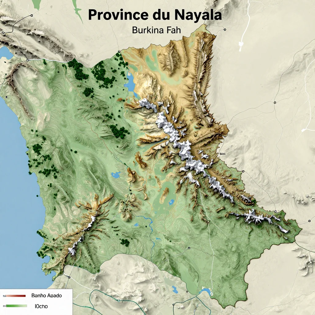 province du nayala burkina faso city physical map