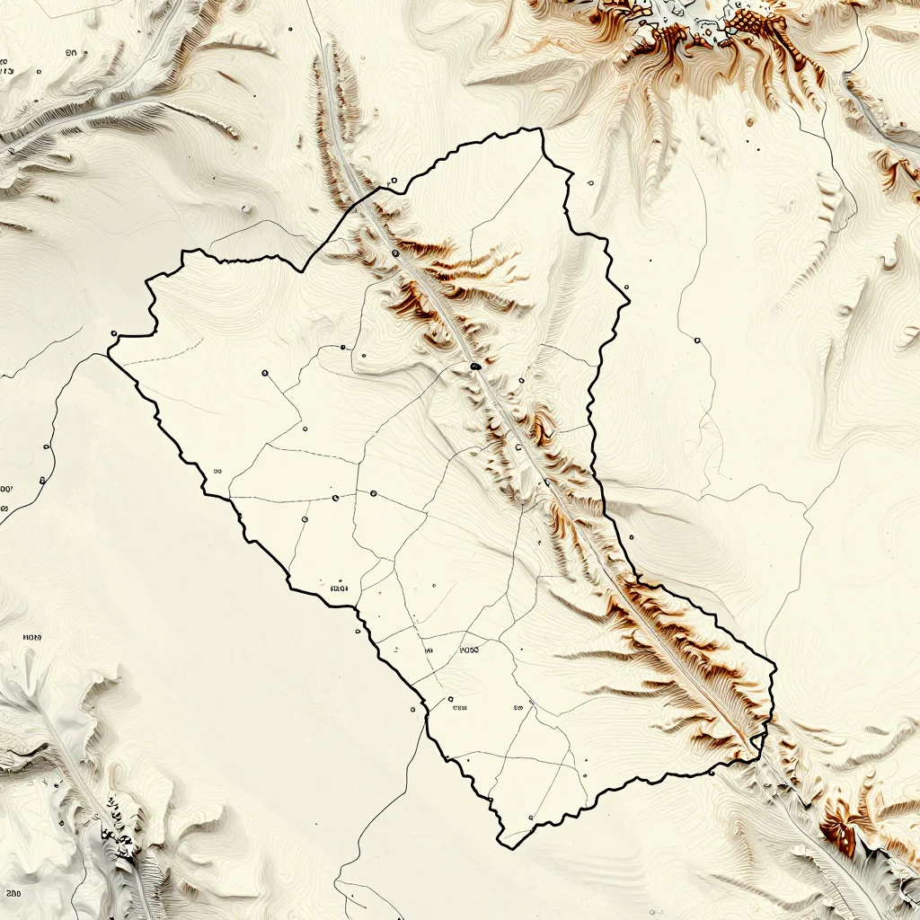 3D topographic map showing elevation contours, mountain ranges, and terrain features of Province du Nayala, Burkina Faso