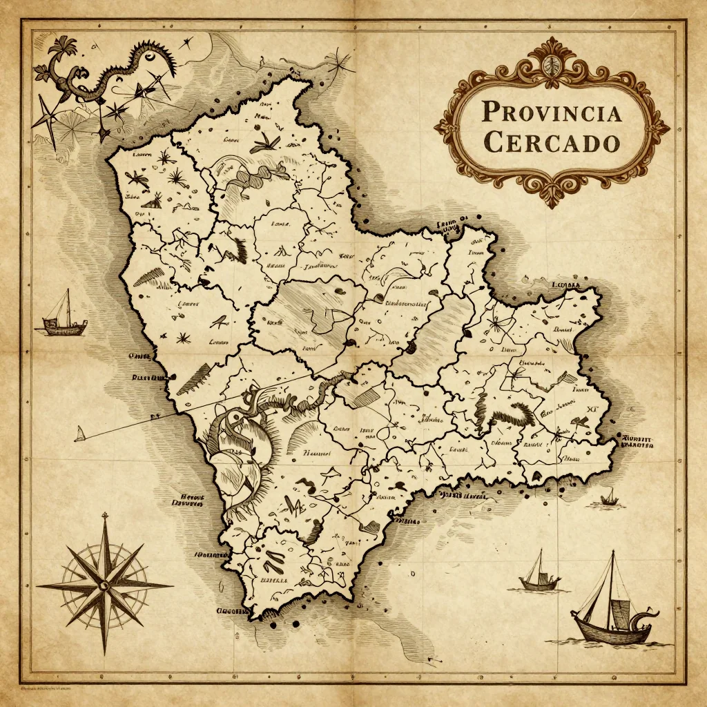 Antique vintage map of Provincia Cercado, Bolivia showing historical cartography style