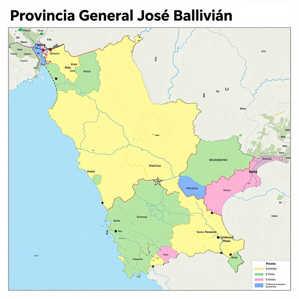 Political Map of Provincia General José Ballivián, Bolivia - Administrative Boundaries Political map showing borders, administrative divisions, major cities, and capital of Provincia General José Ballivián, Bolivia