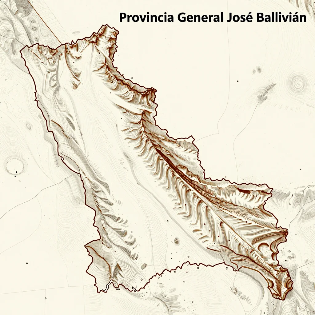 Topographic Relief Map of Provincia General José Ballivián, Bolivia 3D topographic map showing elevation contours, mountain ranges, and terrain features of Provincia General José Ballivián, Bolivia