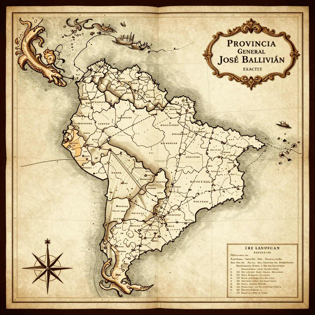 Historical Vintage Map of Provincia General José Ballivián, Bolivia - Antique Cartography Antique vintage map of Provincia General José Ballivián, Bolivia showing historical cartography style