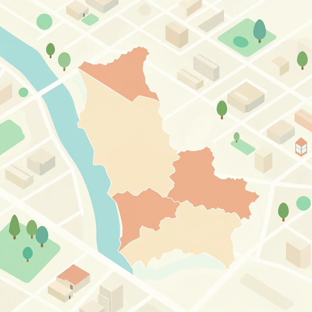 Isometric flat design tourist map of Provincia Iténez, Bolivia showing landmarks, attractions, and points of interest