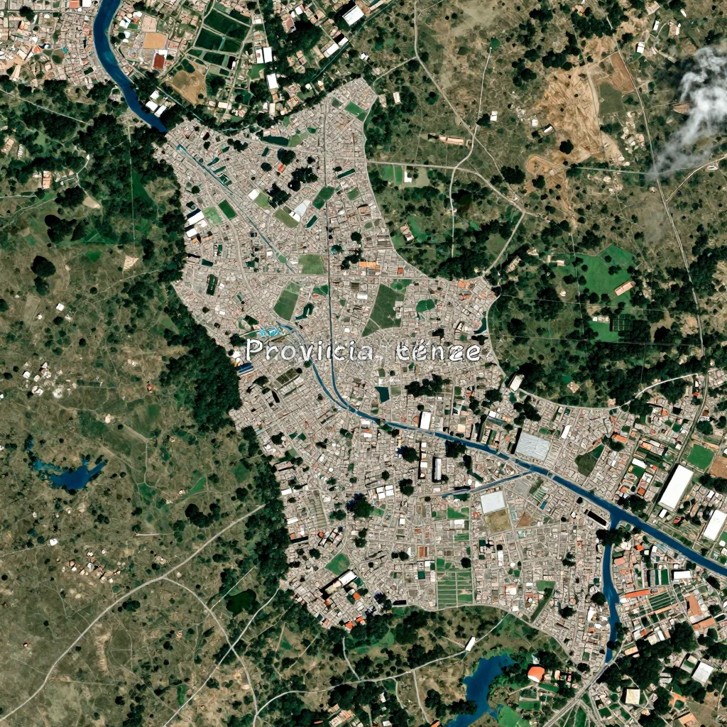 High-resolution satellite image of Provincia Iténez, Bolivia showing land cover, urban areas, and natural features from space