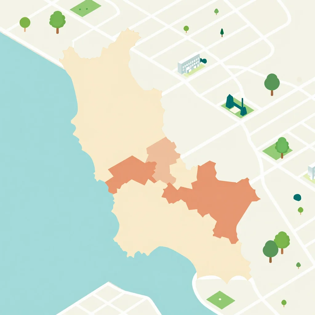 Isometric flat design tourist map of Provincia Mamoré, Bolivia showing landmarks, attractions, and points of interest