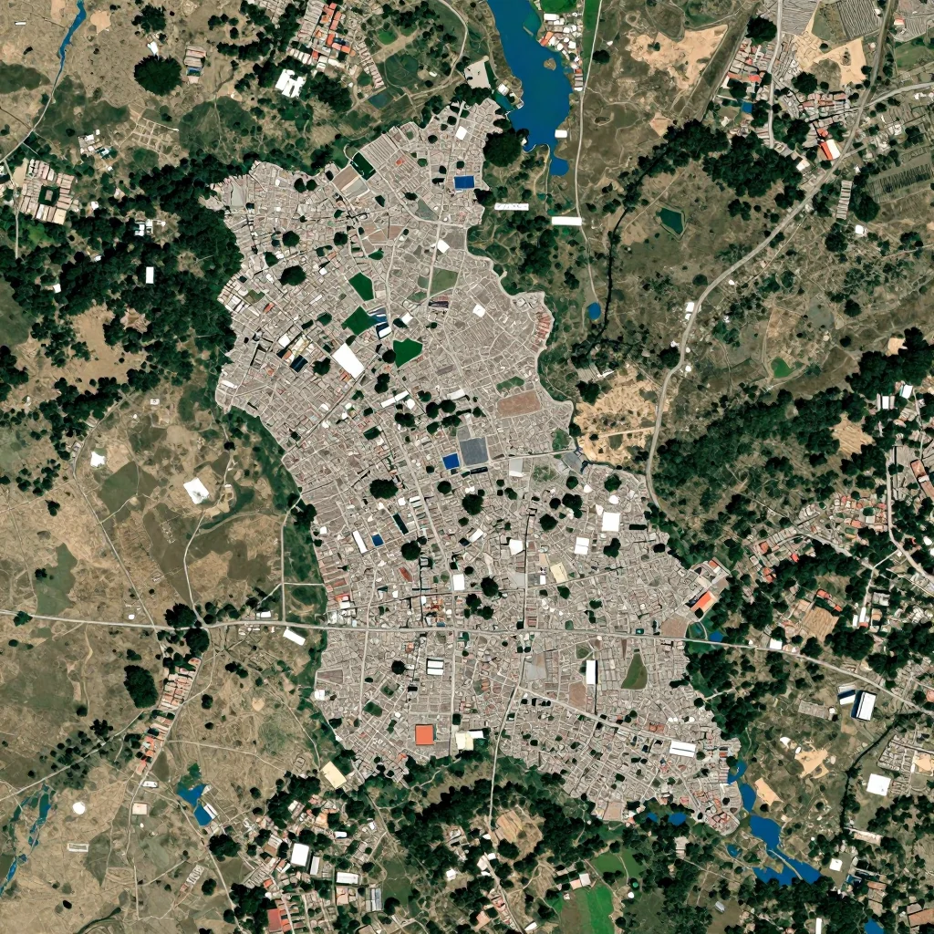 High-resolution satellite image of Provincia Yacuma, Bolivia showing land cover, urban areas, and natural features from space