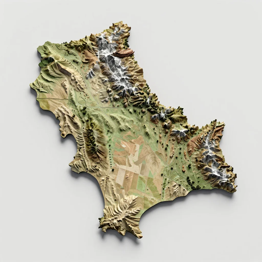 Isometric 3D topographic visualization showing elevation and terrain of Provincia Yacuma, Bolivia