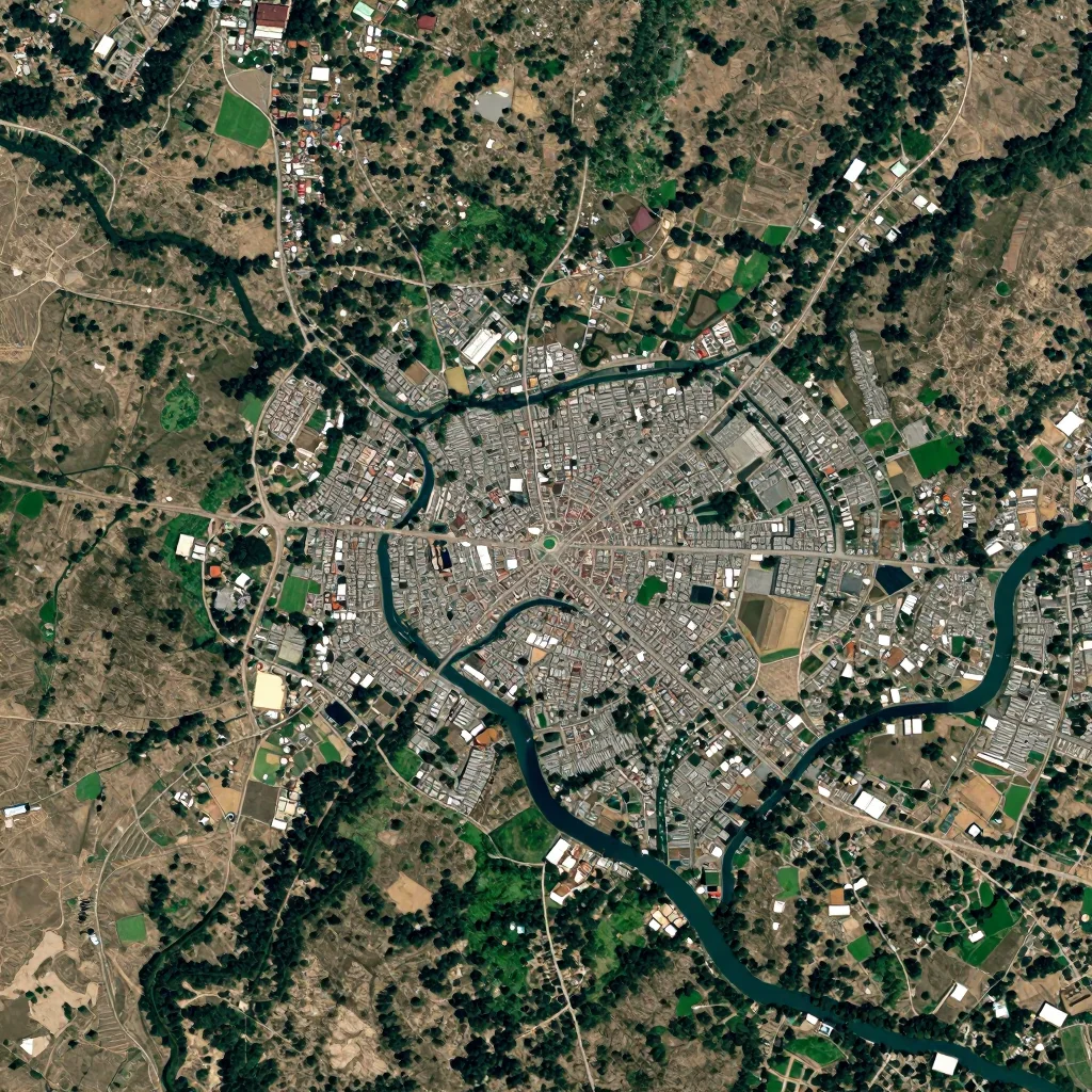 Satellite View of Sibsu, Bhutan from Space High-resolution satellite image of Sibsu, Bhutan showing land cover, urban areas, and natural features from space