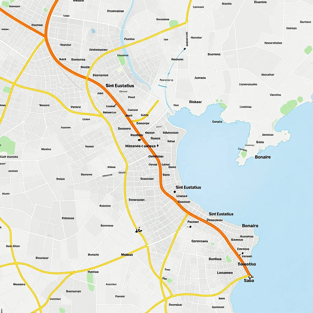 Street Map of Sint Eustatius and Saba, Bonaire - Road Network Detailed street map showing roads, highways, neighborhoods, and urban layout of Sint Eustatius and Saba, Bonaire
