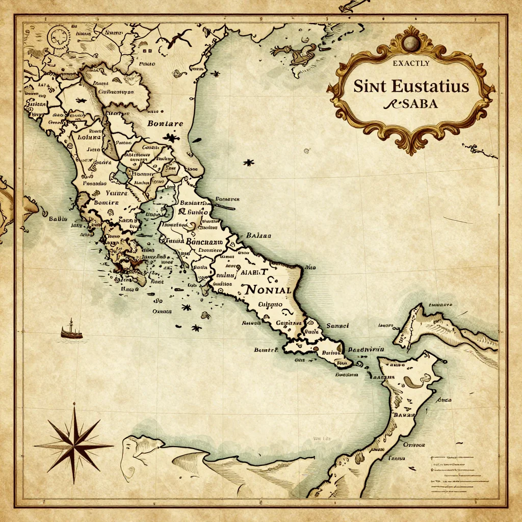 Historical Vintage Map of Sint Eustatius and Saba, Bonaire - Antique Cartography Antique vintage map of Sint Eustatius and Saba, Bonaire showing historical cartography style