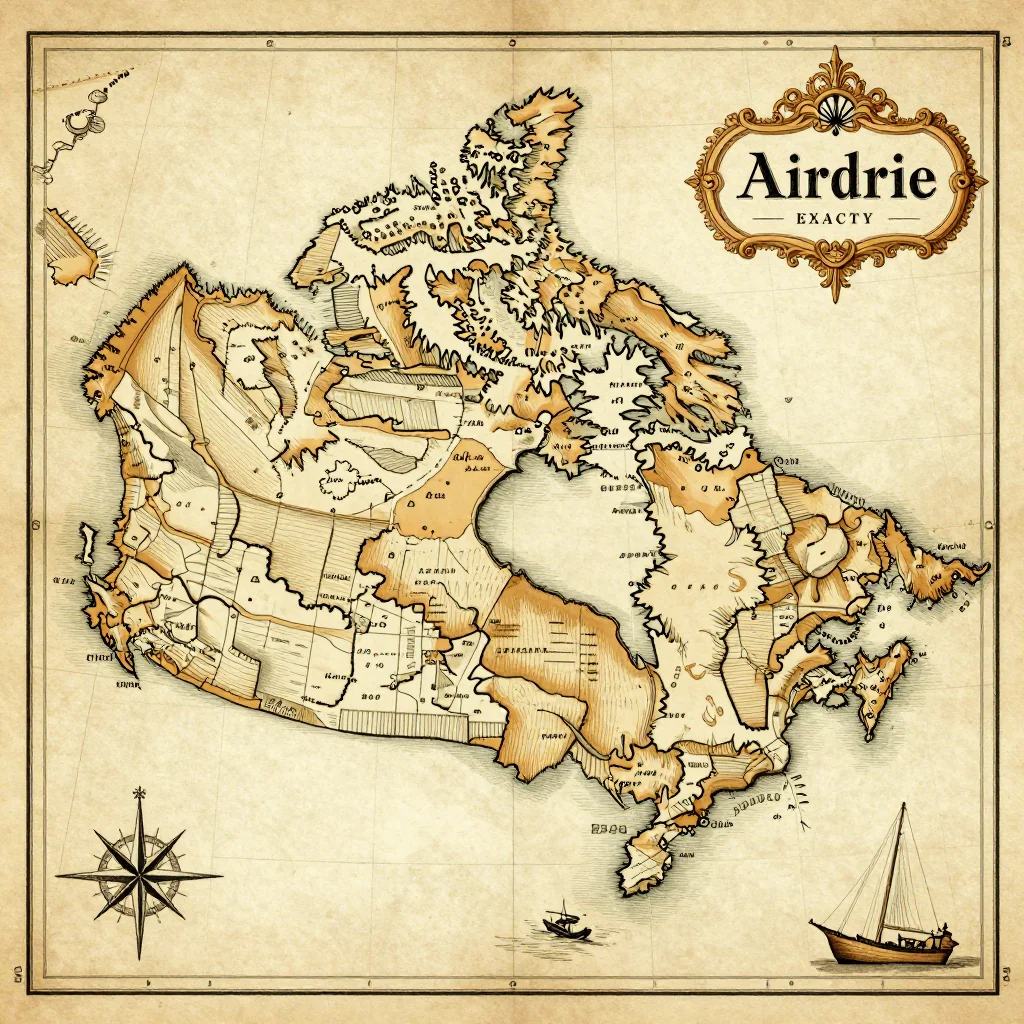 Antique vintage map of Airdrie, Canada showing historical cartography style