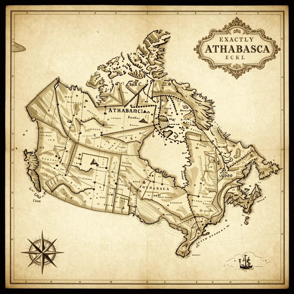 Antique vintage map of Athabasca, Canada showing historical cartography style