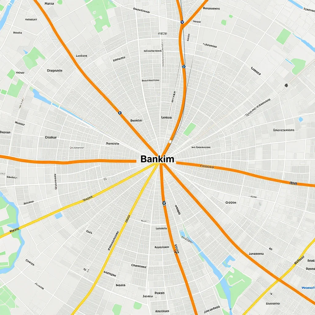 Detailed street map showing roads, highways, neighborhoods, and urban layout of Bankim, Cameroon