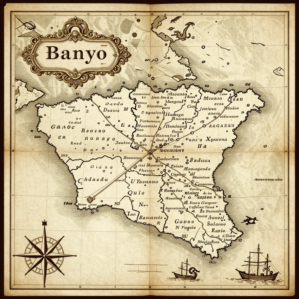 Historical Vintage Map of Banyo, Cameroon - Antique Cartography Antique vintage map of Banyo, Cameroon showing historical cartography style