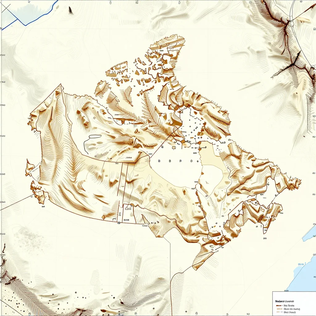 3D topographic map showing elevation contours, mountain ranges, and terrain features of Barrhead, Canada
