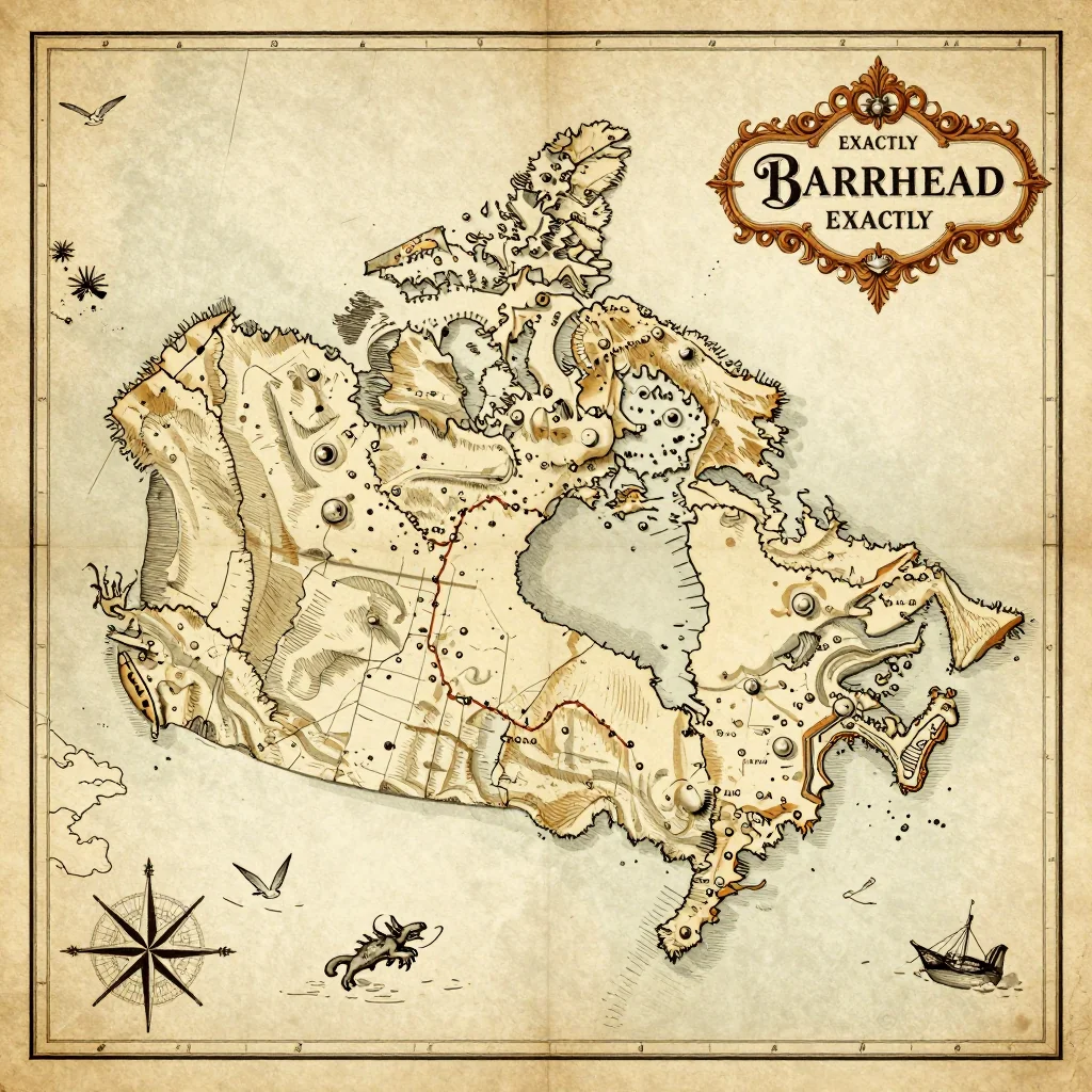 Antique vintage map of Barrhead, Canada showing historical cartography style