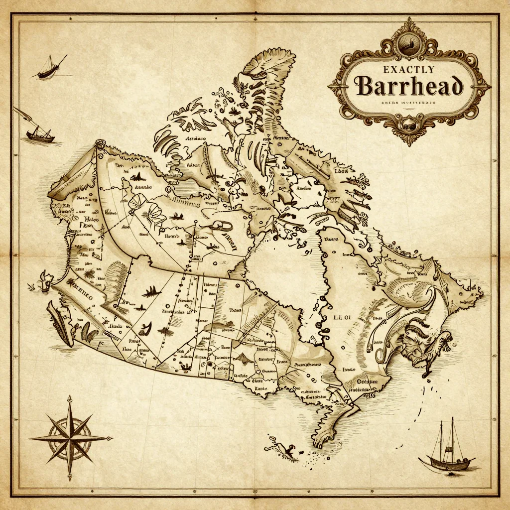 Antique vintage map of Barrhead, Canada showing historical cartography style