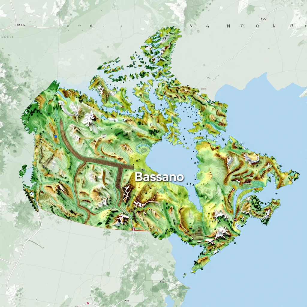bassano canada city physical map 1