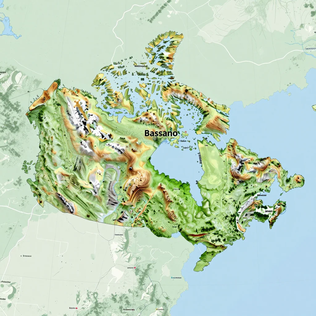 bassano canada city physical map 2