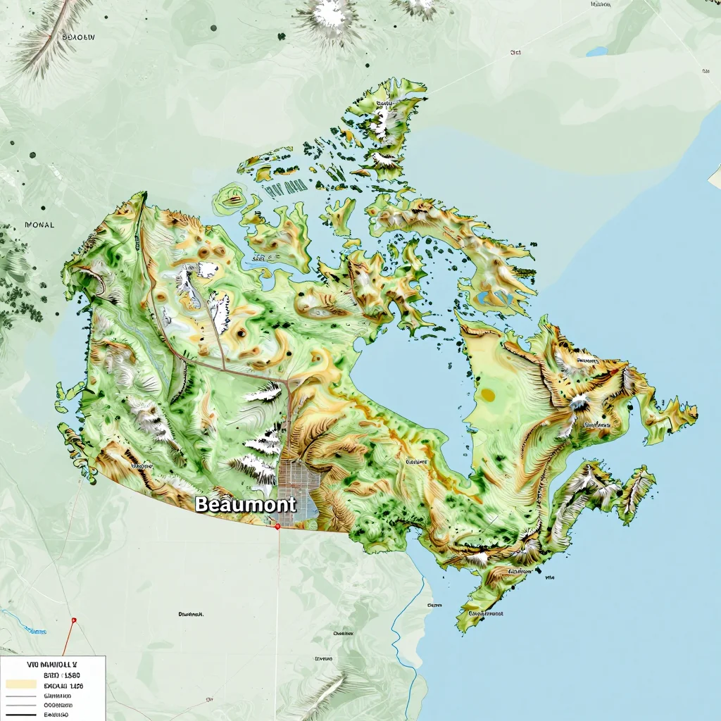 beaumont canada city physical map 1