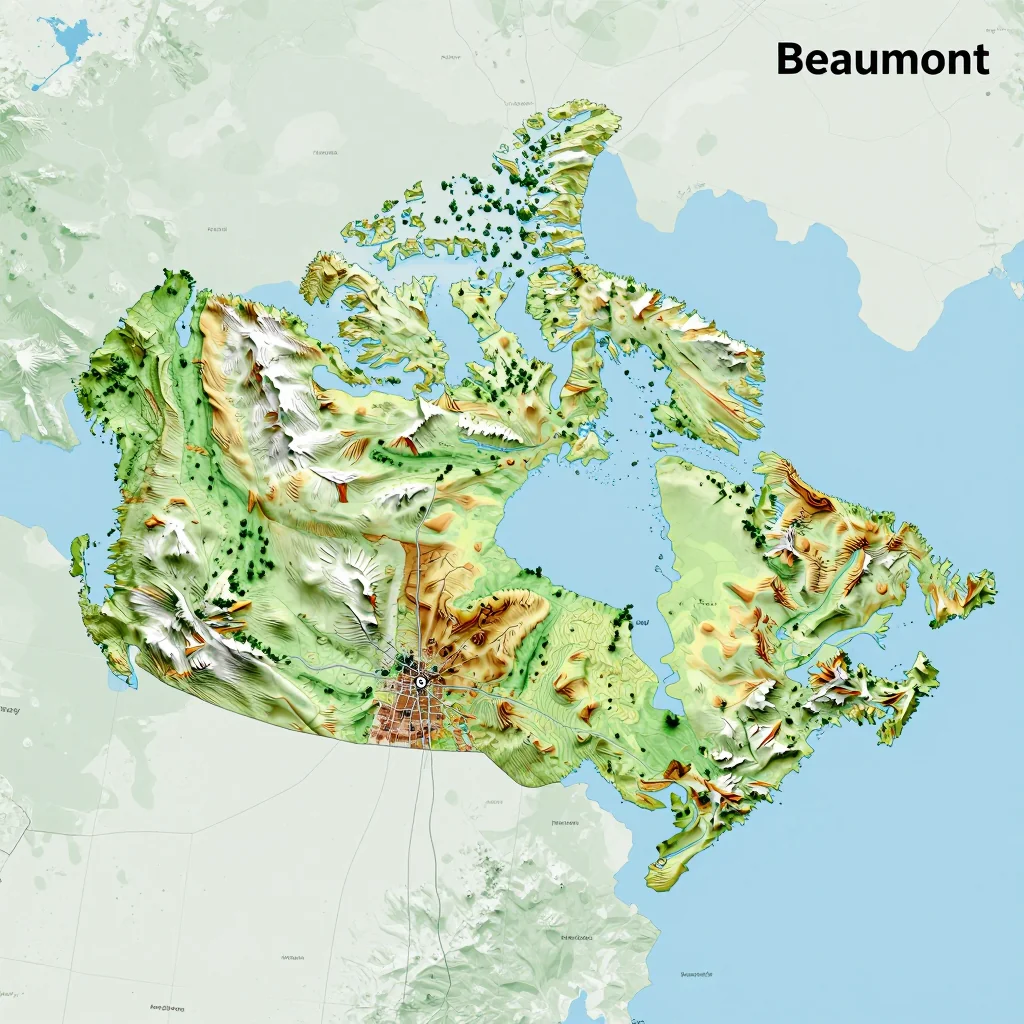 beaumont canada city physical map 2