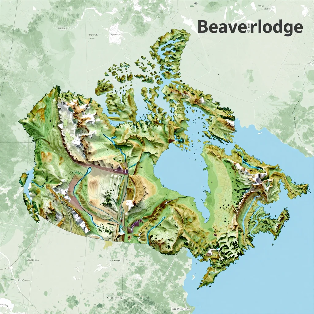 beaverlodge canada city physical map 2