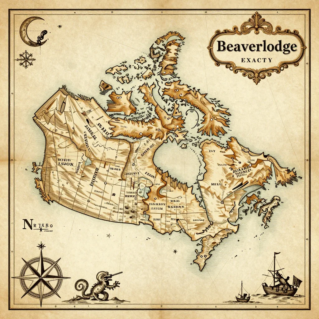 Antique vintage map of Beaverlodge, Canada showing historical cartography style