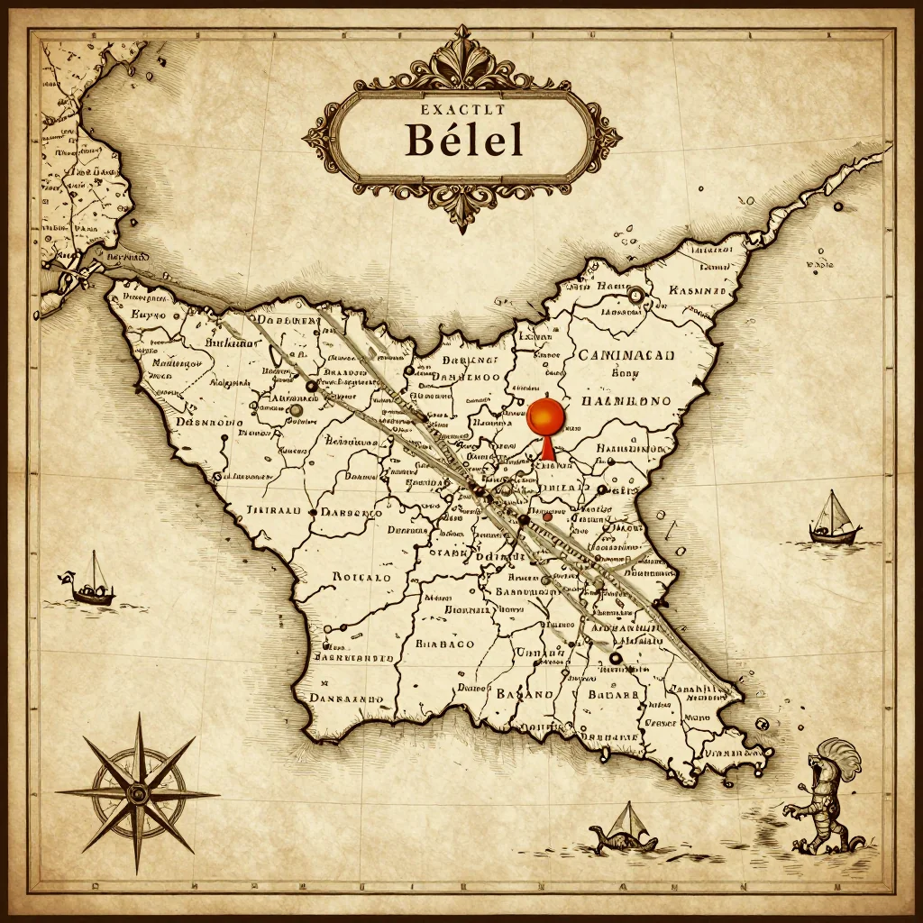 Antique vintage map of Bélel, Cameroon showing historical cartography style