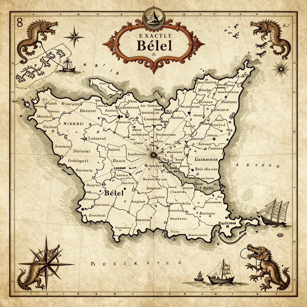 Antique vintage map of Bélel, Cameroon showing historical cartography style