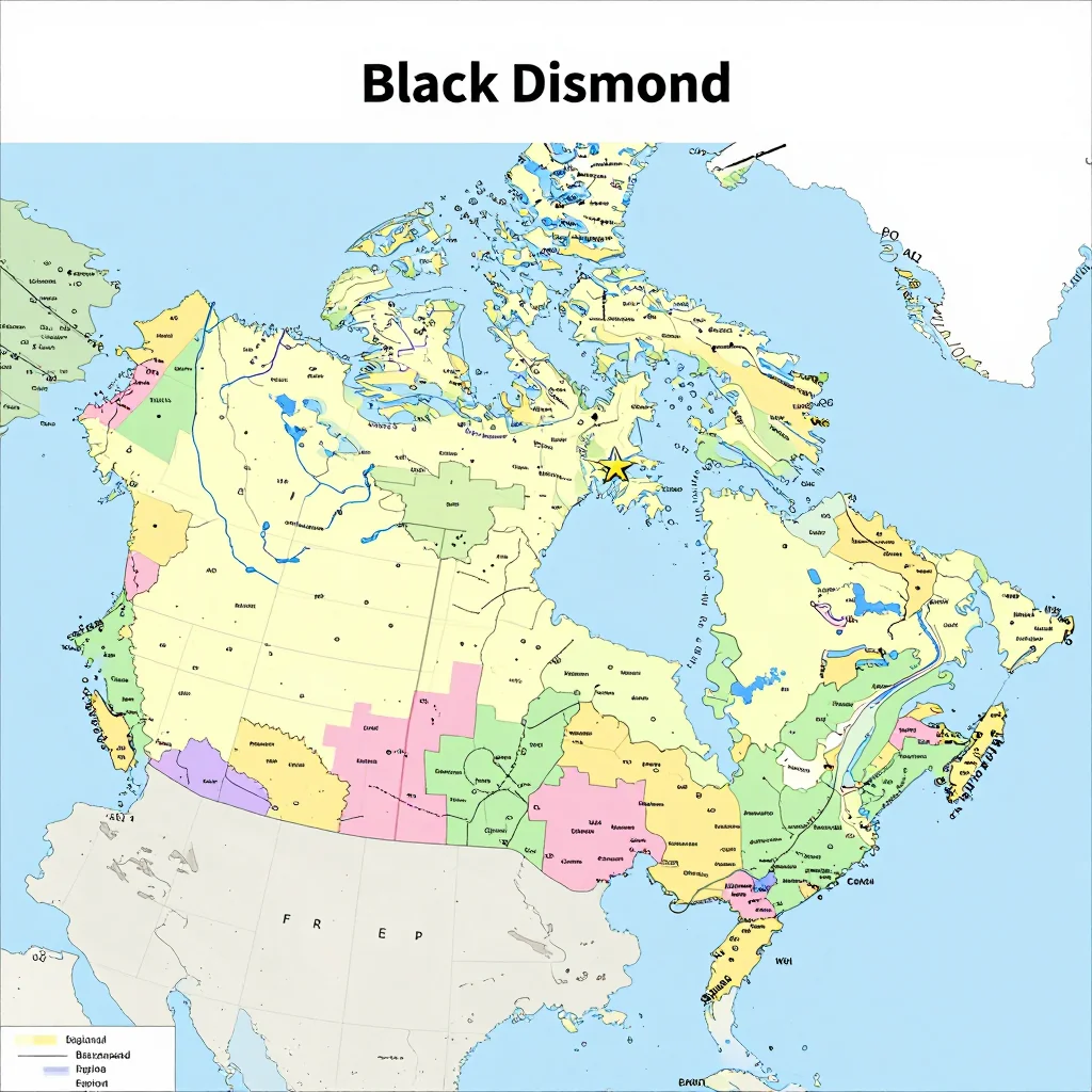 Political map showing borders, administrative divisions, major cities, and capital of Black Diamond, Canada