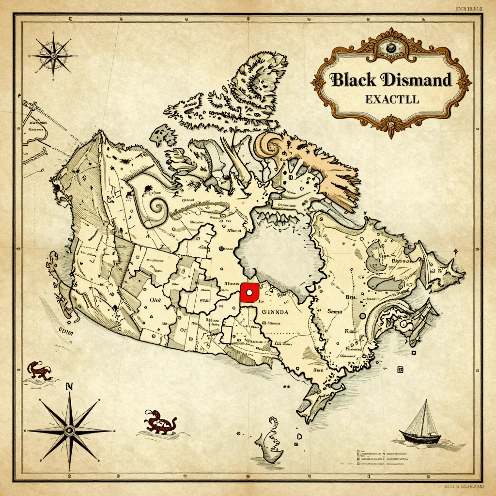 Antique vintage map of Black Diamond, Canada showing historical cartography style