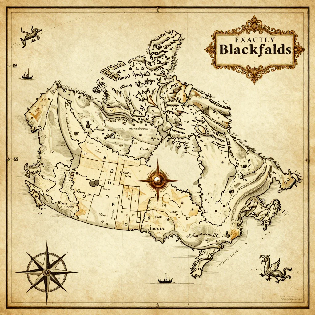 Antique vintage map of Blackfalds, Canada showing historical cartography style