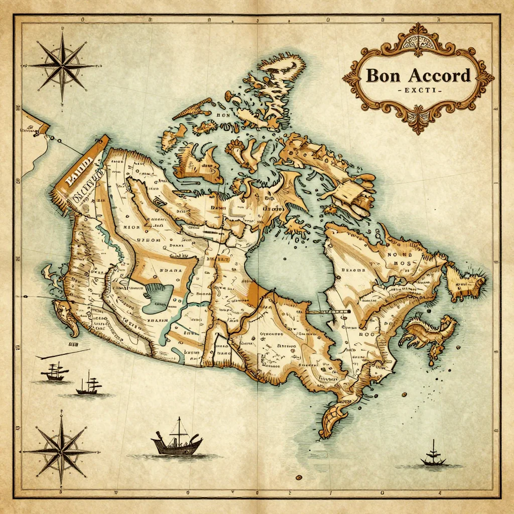 Antique vintage map of Bon Accord, Canada showing historical cartography style