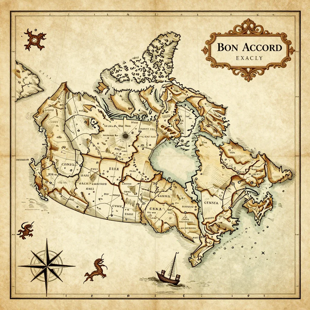 Antique vintage map of Bon Accord, Canada showing historical cartography style