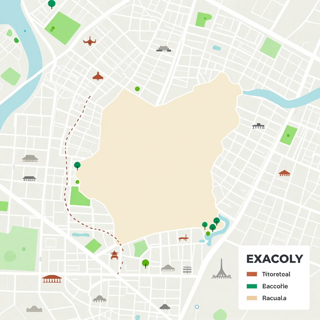 Isometric flat design tourist map of Cameroon showing landmarks, attractions, and points of interest